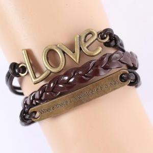 Brown Friendship Charm Bracelet With Love And..
