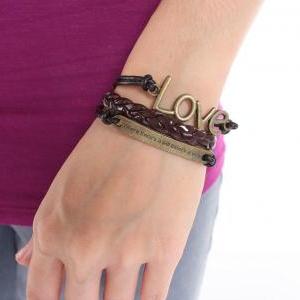 Brown Friendship Charm Bracelet With Love And..