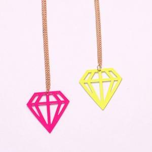 Sweet Long Neon Diamond Shaped Charm Necklaces..