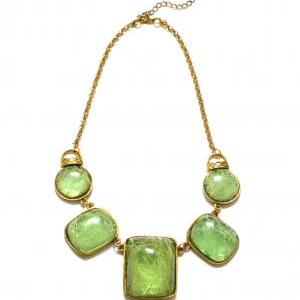Green Statement Necklace, Emerald Bib Necklace,..