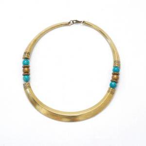 Egyptian Statement Necklace With Blue Beads,..