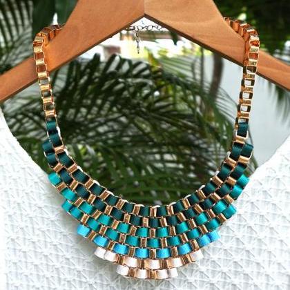 Green Statement Necklace, Green Ombre Necklace,..