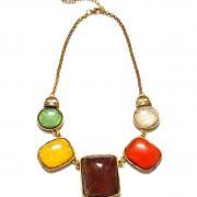 Colourful resin statement necklace, emerald bib necklace, prom collar necklace, chunky necklace