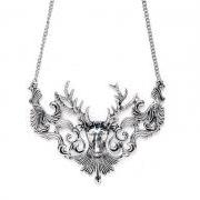 Silver reindeer statement necklace