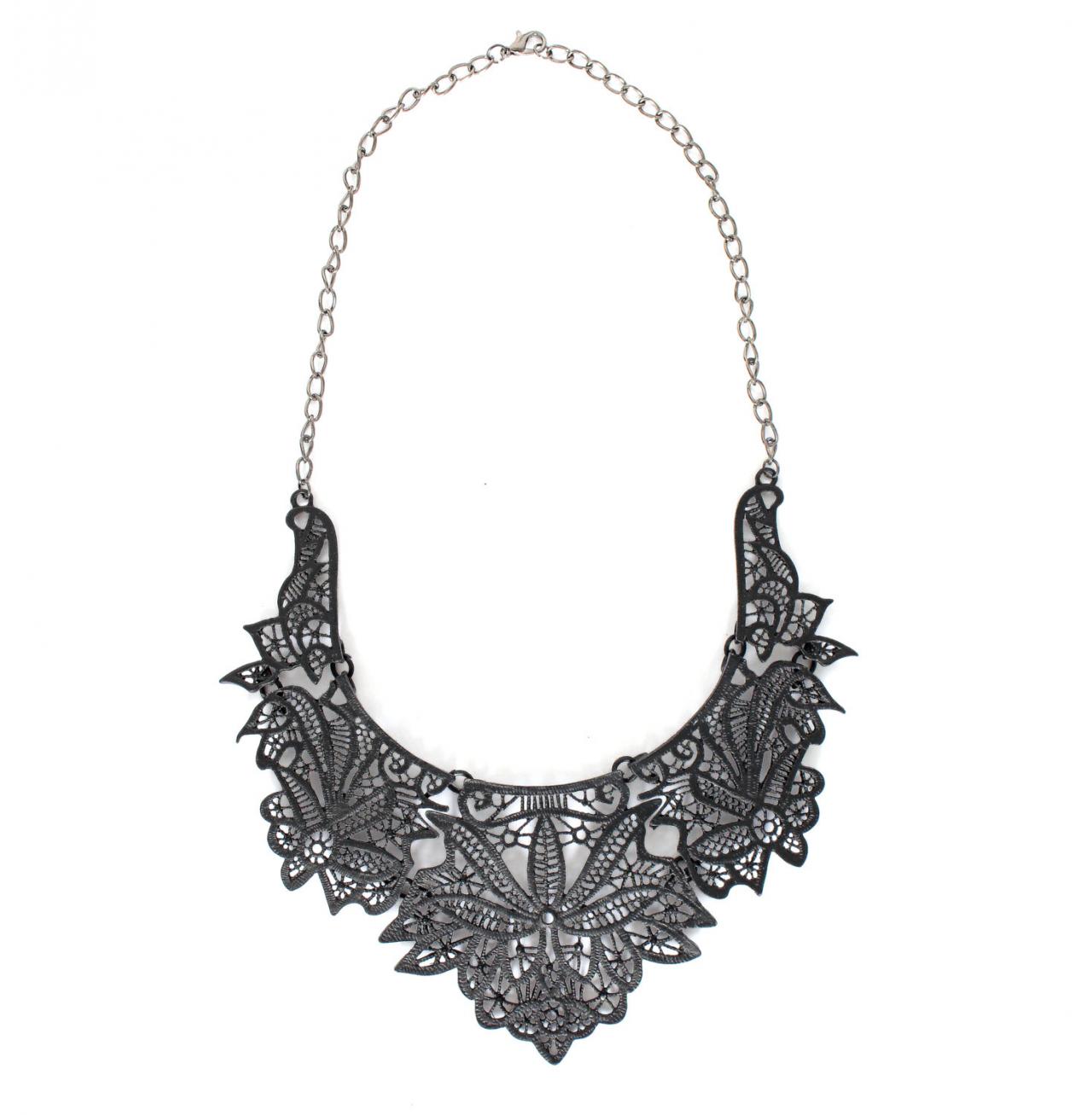 Black bib necklace clearance