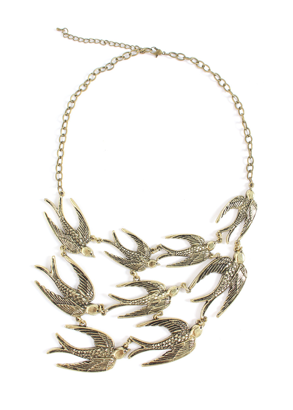 Bird Statement Necklace, Gold Bib Necklace Gift Idea For Her